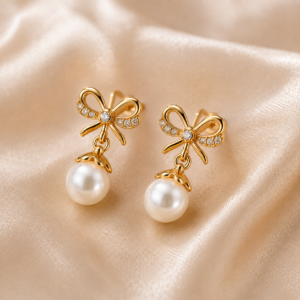 Rosabelle Pearl Bow Drop Earrings